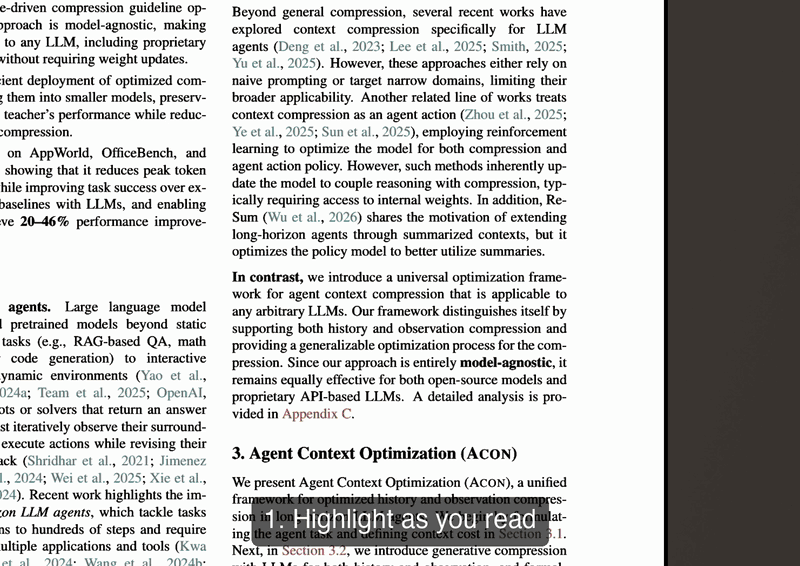 Highlighting and underlining passages in a PDF on the reMarkable, and the digest arriving in Obsidian as quotes grouped under the section they came from, each linking back to its page