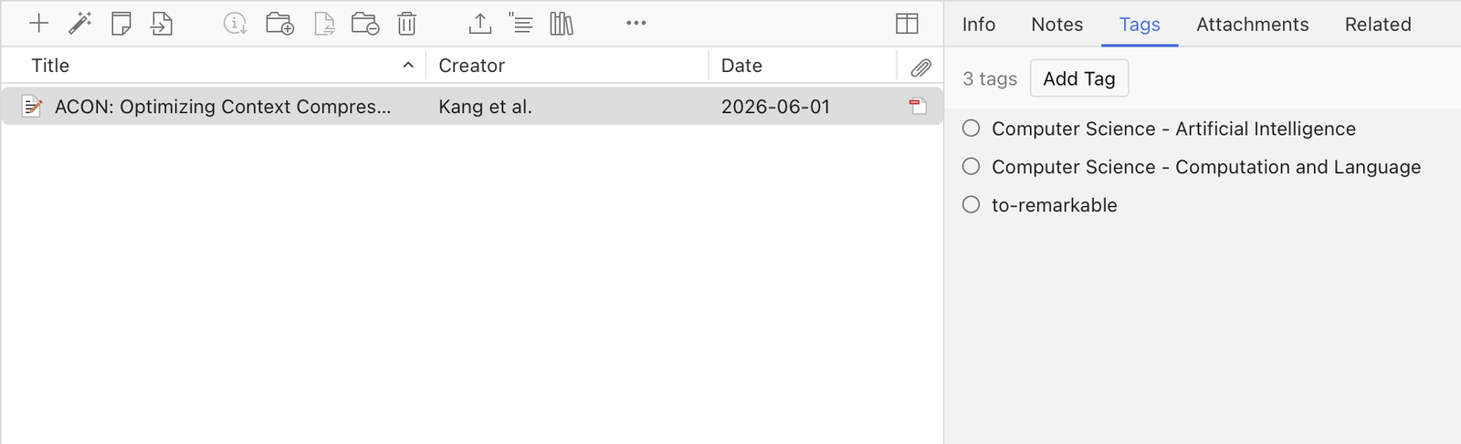 The paper in the Zotero web library with the tag to-remarkable in its tag list.